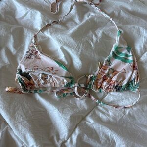 Monday Swimwear Floral Bikini Top - Green and Pink